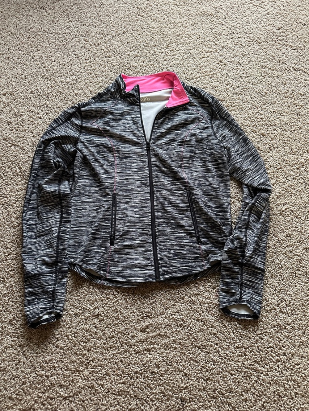 Maurices Black Space-Dye Zip Jacket with Pink Collar